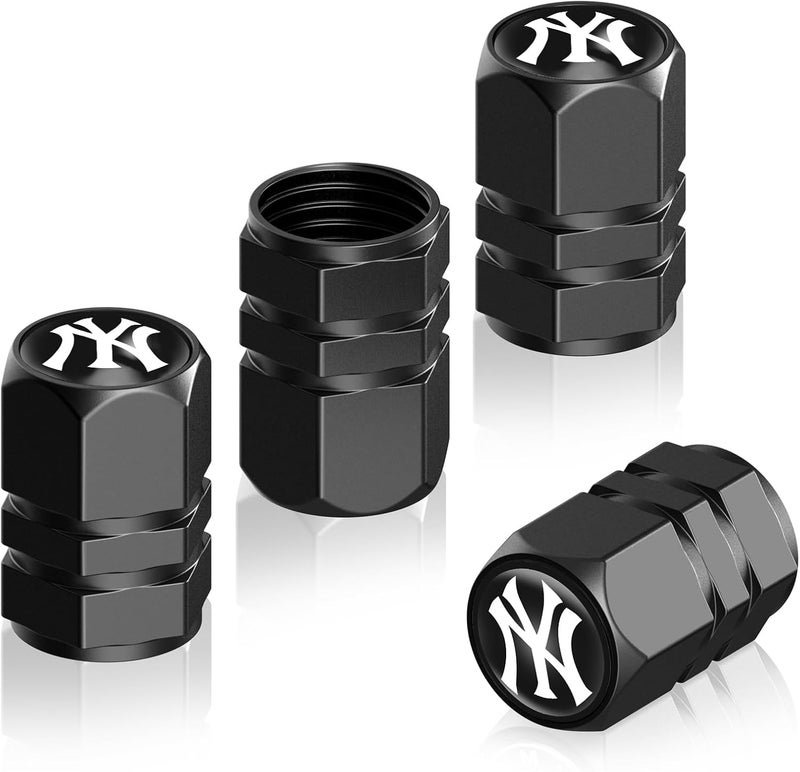 WiiFiive 4Pcs Yankees Car Tire Valve Stem Caps, Aluminum Auto Tire Valve Caps for Yankees Baseball Fans,Universal Stem Covers/Dust Caps for Cars - Image 2